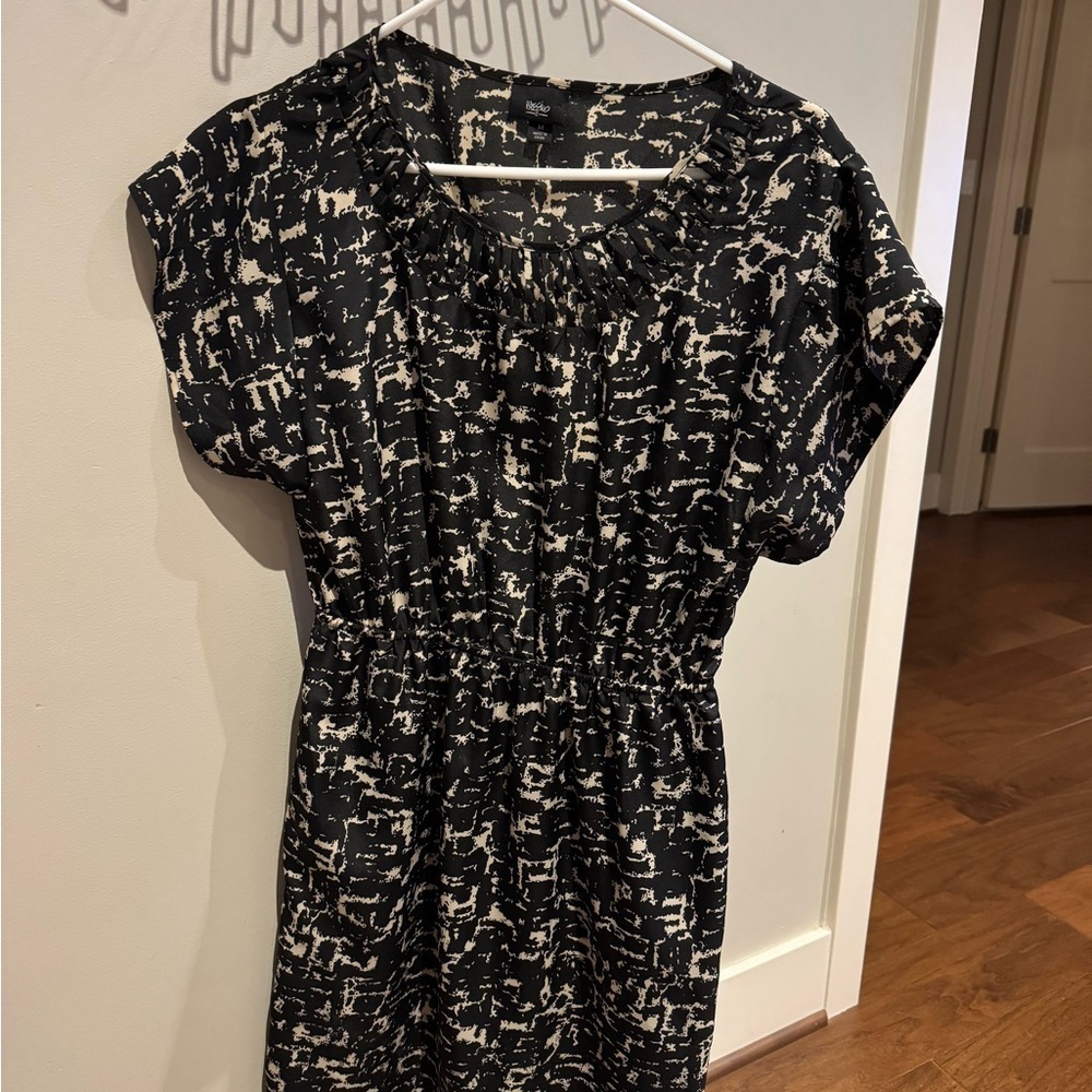 Mossimo Womens Black and cream Geometric Print Dress Short Sleeve - Picture 4 of 9